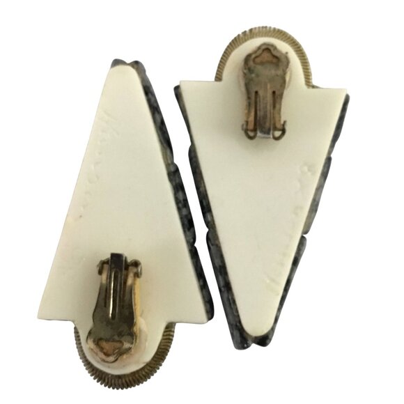 VTG HANSEN Signed 1988 Obsidian Stone Beaded Cuff Bracelet Clip-On Earrings Set - Picture 5 of 16